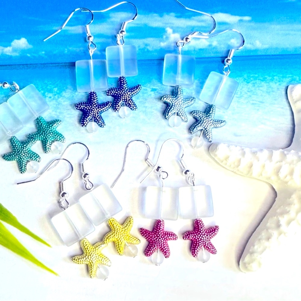 3/$20 Starfish and Frosted Glass Earrings - Pick Your Fave!